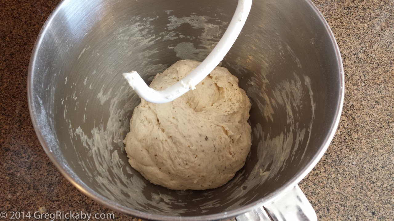 Scrape the dough from the dough hook.