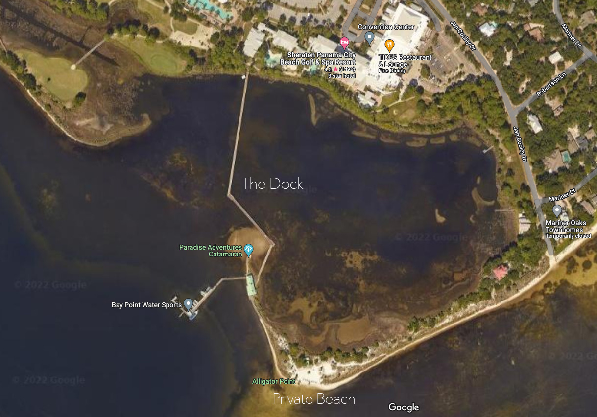 A map of the Sheraton's dock and private beach.